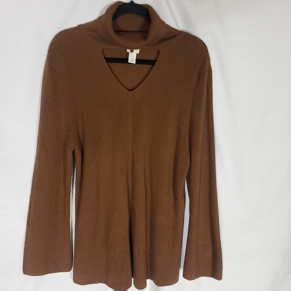 Chico's Sweaters | Chicos Womens Keyhole Turtleneck Sweater Size 3 | Color: Brown | Size: Size 3 | Southflshops's Closet